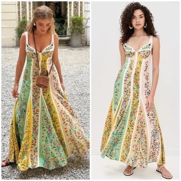 NWT FARM RIO DELICATE FLORAL STRIPES MAXI DRESS SZ S - Picture 11 of 12